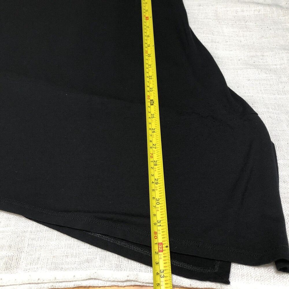 Eileen Fisher Tunic Top Women M Black Asymmetrical Hem Jersey Stretch Minimalist - Picture 12 of 12